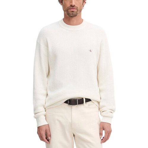 Calvin Klein Jeans Puloverji LS EZ COTTON WAFFLE LV04RD313G Bela Slike