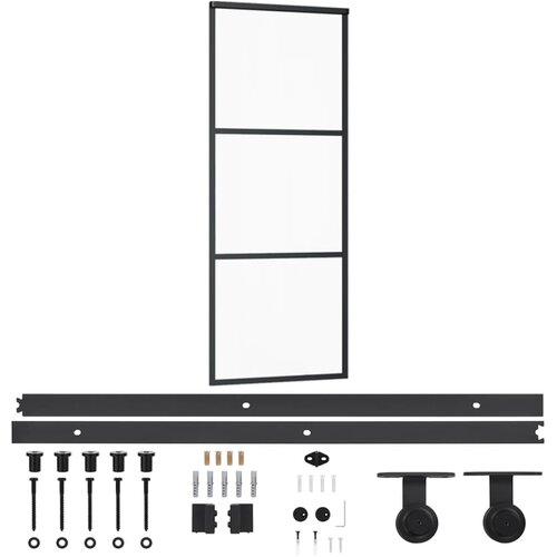 vidaXL Drsna vrata z opremo ESG steklo in aluminij 76x205 cm, (20767308) Cene