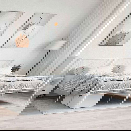 Metalni okvir kreveta uzglavlje i podnožje bijeli 180x200 cm Slike