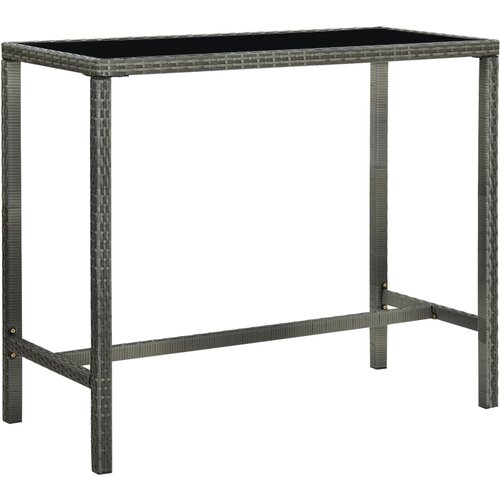 VidaXL Vrtna barska miza siva 130x60x110 cm poli ratan in steklo Slike