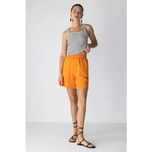 Defacto Paperbag Waist Wide Leg Linen Blend Shorts