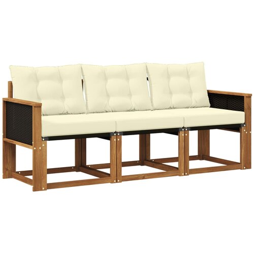 vidaXL Zunanja garnitura za sedenje z blazino 3 pcs Naravna in smetana, (5000272764) Cene