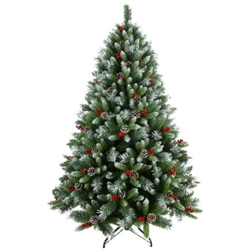  Novogodišnja jelka Snežna sa šišarkama i bobicama 180 cm 220028 Cene