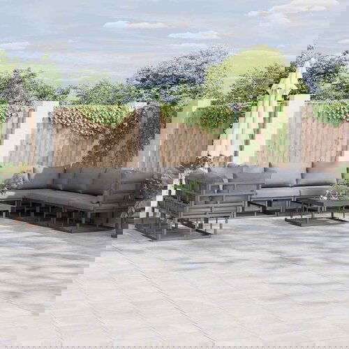 vidaXL Sjedeća garnitura za vrt s jastukom 11 pcs Crna Aluminij Cene