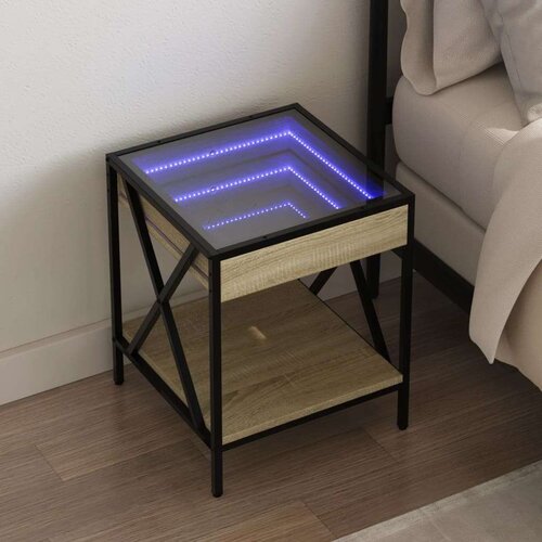 vidaXL Noćni ormarić s beskonačnim LED boja hrasta sonome 40x40x49 cm Cijene