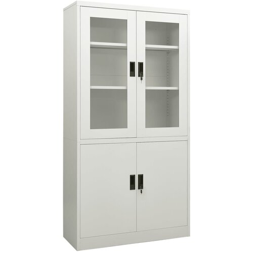 The Living Store Pisarni&amp;scaron;ka omara svetlo siva 90x40x180 cm jeklo - Pisarni&amp;scaron;ka Omara, (21430554) Slike
