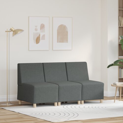 vidaXL Kavčni stol svetlo siva 55 cm blago 3 pcs Temno siva Cene