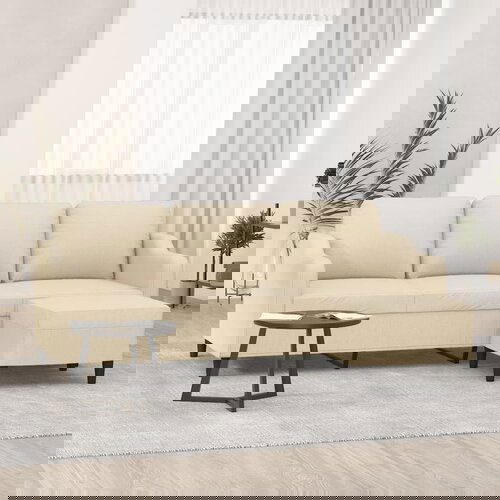 vidaXL Kavč trosed s stolčkom za noge krem 180 cm blago Cene