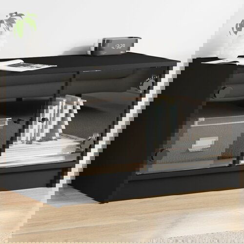 VidaXL TV ormarić sa staklenim vratima crni 68x37x42 cm Slike