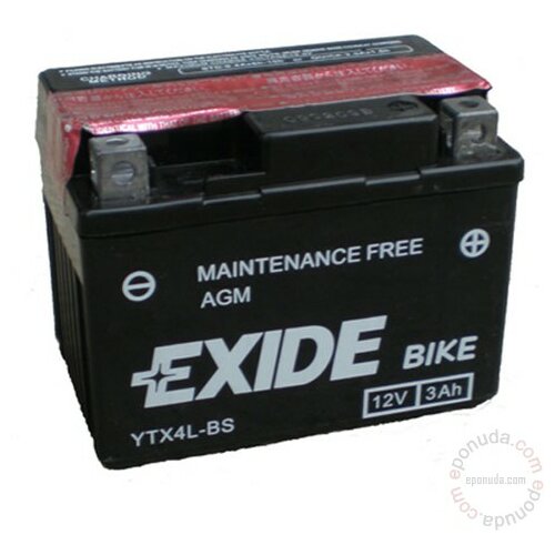 Exide BIKE YTX4L-BS 12V 3Ah akumulator Slike
