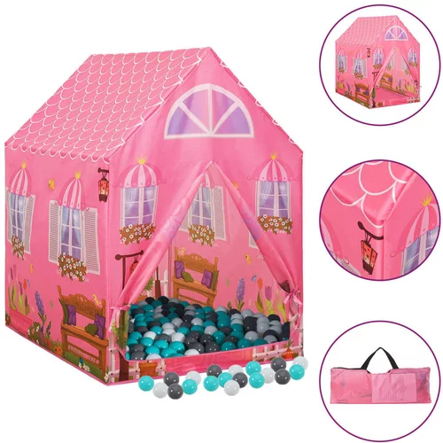  Dječji šator za igru s 250 loptica ružičasti 69 x 94 x 104 cm