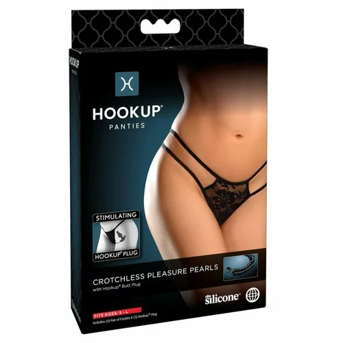 PIPEDREAM HOOKUP Crotchless Pleasure Pearls Black S/M/L