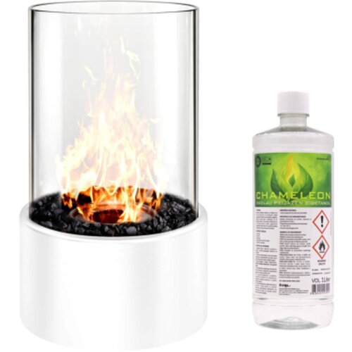 Chameleon Namizni kamin na bioetanol + Bioetanol za kamine 1L, okrogel, bel Cene