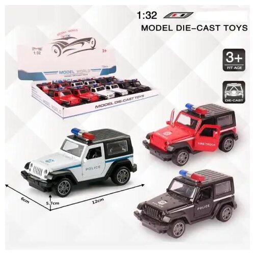 Magic Toys Jeep Wrangler kovinski model policijskega avtomobila na poteg nazaj v več različicah 1/32 Cene