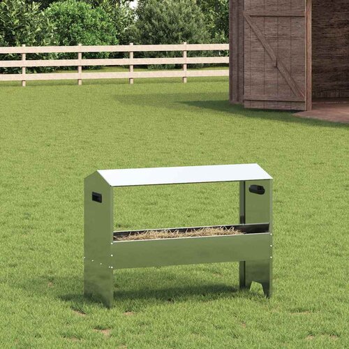 vidaXL Hranilnica za živino srebrna 79 x 35 x 62 cm Cinkana jeklena Cene