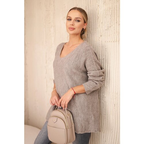 Kesi Włoski V-neck sweater fango Slike