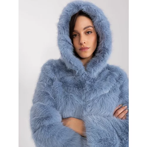 Fashion Hunters Light blue transitional jacket with eco fur