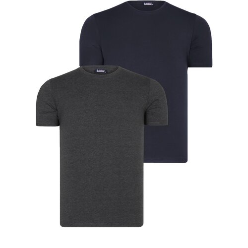 Dewberry DUAL SET T8569 BIKE COLLAR MENS T-SHIRT-ANTHRACITE-NAVY BLUE Slike