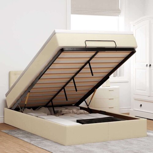 vidaXL Otomanski okvir kreveta s madracem krem 120x200cm od tkanine Cijene