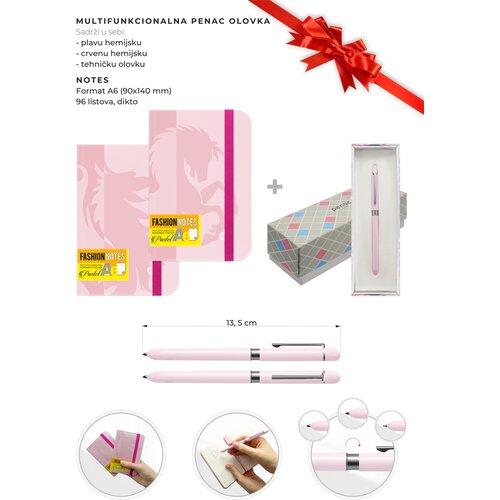set olovka penac multi pink i notes fashion pastel A6/96 Slike