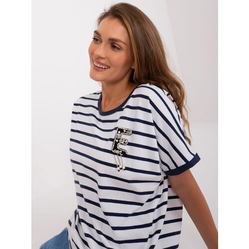 Fashion Hunters White and navy oversize striped blouse Slike