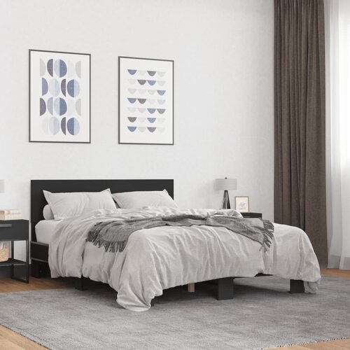 Furnova Posteljni okvir črn 140x200 cm inženirski les in kovina, (21935406) Slike