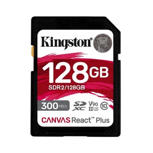 Kingston 128GB, SDXC, Canvas React Plus, Professional, Class 10 UHS-II U3 V90, Up to 300MB/s read and 260MB/s write, for Full HD/2K/4K/8K Cene