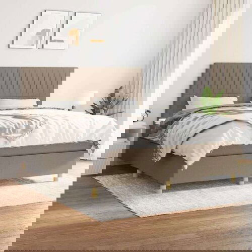  Box spring postelja z vzmetnico taupe 180x200 cm blago, (20791773) Slike