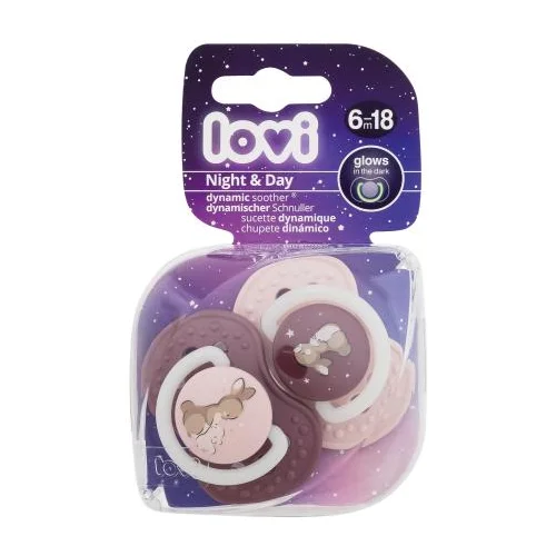 Lovi Night & Day Dynamic Soother Girl 6-18m silikonska dinamična duda varalica 2 kom za otroke