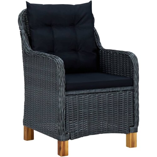 Maison Chic Vrtni stoli - Stol za vrt z blazinami 2 kosa poli ratan temno sive barve JS2141, (21876740) Slike