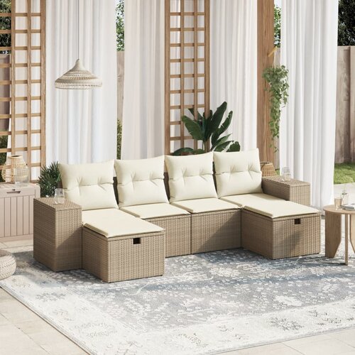  6-dijelni set vrtnih sofa s jastucima bež od poliratana 83 x 62 x 69 cm Cijene