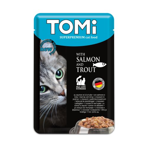 Tomi sosić za mačke sa ukusom lososa i pastrmke 100g Cene