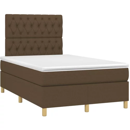 vidaXL Box spring postelja z vzmetnico temno rjava 120x190 cm blago, (21111900)