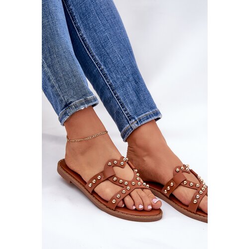 Boto Decorated Flat Women's Sandals Camel Adivrae Cene