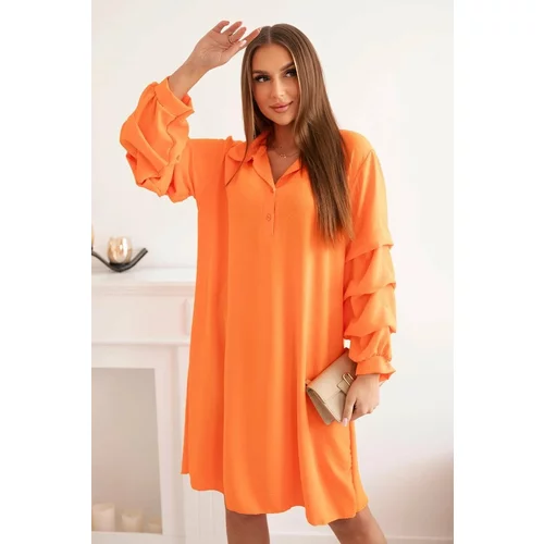 Kesi Oversized dress with decorative sleeves of orange color