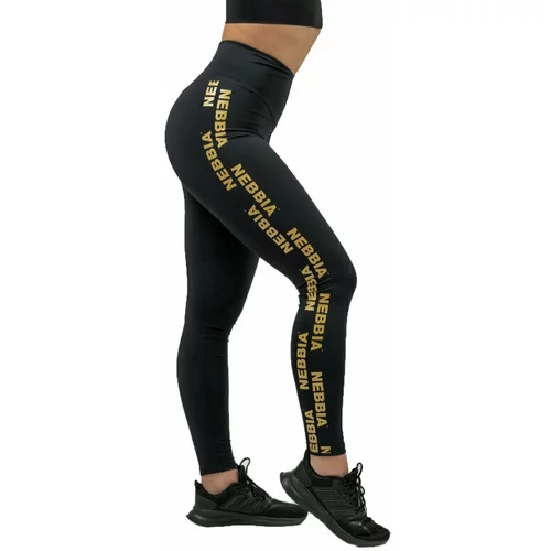 NEBBIA Classic High Waist Leggings INTENSE Iconic Black/Gold L Fitnes hlače