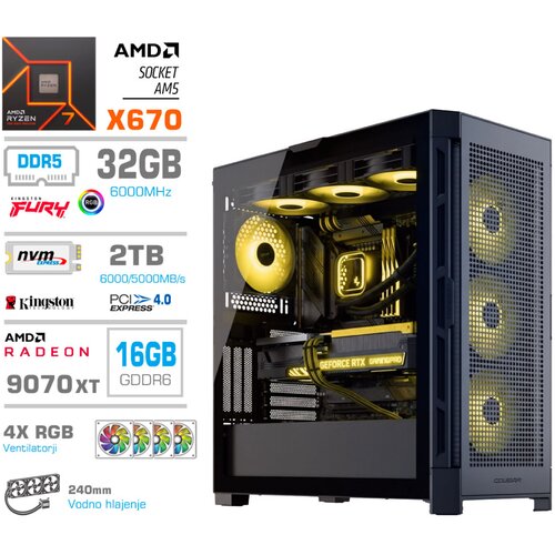 MEGA Računalnik TWR S11 R7-9700X/RX9070 XT/32GB-DDR5/2TB-4.0/1050W/Brez OS/črna RGB + Estetski napajalni kabli [Rumena / Črna], (5000130896) Cene