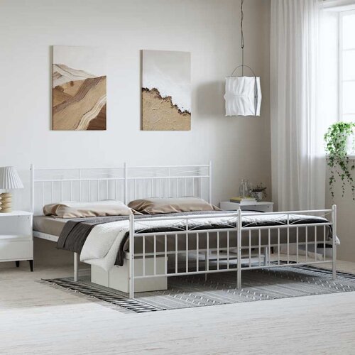 Metalni okvir kreveta uzglavlje i podnožje bijeli 193x203 cm Cijene