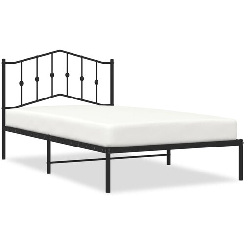 Maison Chic Kovinski Posteljni okvir - Enojna postelja - Postelja za odrasle z vzglavjem črn 107x203 cm, (21694042) Cene