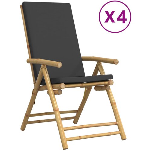 Maison Chic Zložljiv Vrtni Stoli - Stol za vrti 4 kosi s temno sive blazinami bambus JS2650, (21876160) Cene