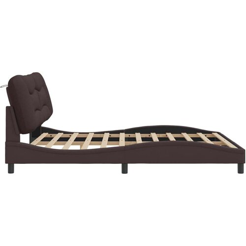  Okvir kreveta s LED svjetlima tamnosmeđi 180x200 cm od tkanine Slike