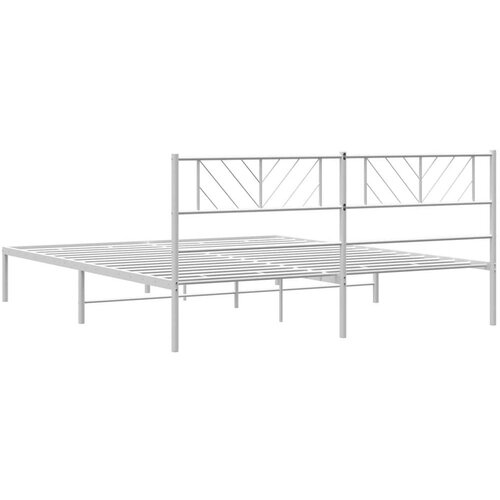 VidaXL Metalni okvir za krevet s uzglavljem bijeli 193x203 cm Slike