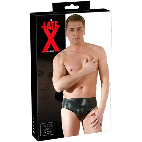 Latex mu&amp;scaron;ki unutarnji penis s analnim dildom (crni) - XL Slike