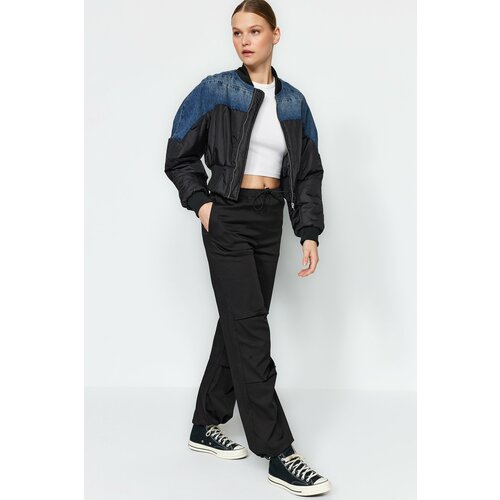 Trendyol Black Satin Normal Waist Parachute Jeans Slike