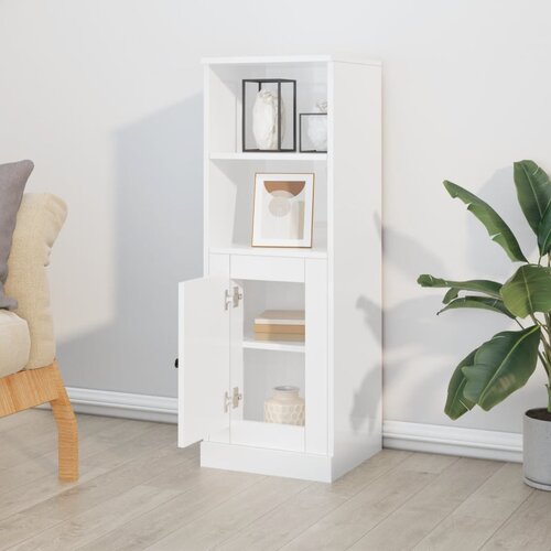  Visoka komoda sjajna bijela 36x35,5x103,5 od konstruiranog drva Slike