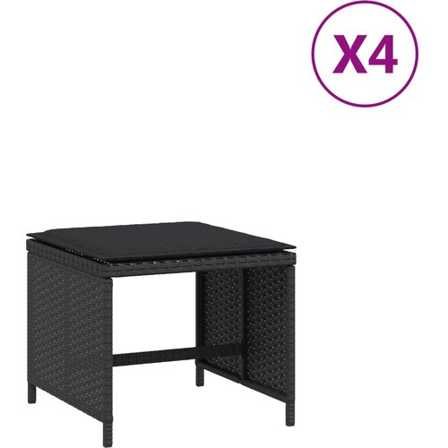  Vrtni stolci s jastucima 4 kom crni 40x40x35 cm od poliratana Slike