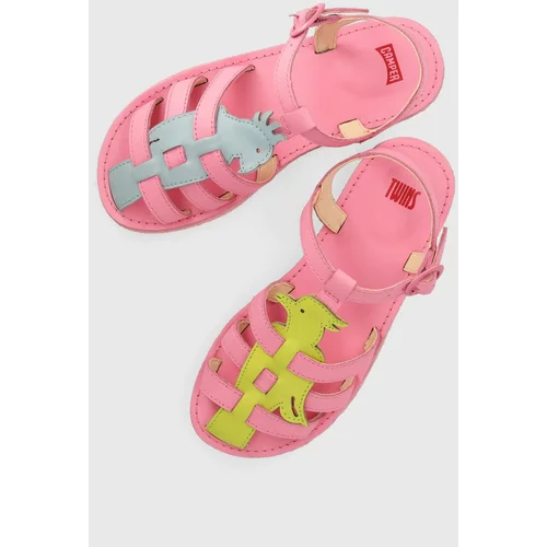 Camper Otroški usnjeni sandali roza barva