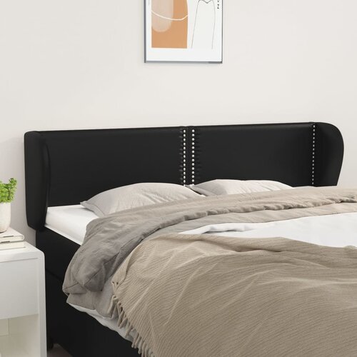 VidaXL Uzglavlje s u&amp;scaron;ima crni 147x23x78/88 cm od umjetne kože Slike
