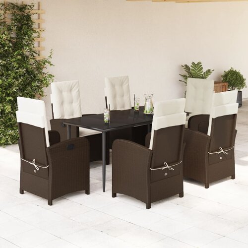  5-dijelni vrtni blagovaonski set s jastucima poliratan smeđi Smeđa 140 cm table length Slike