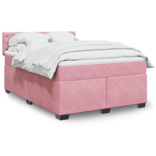 vidaXL Box spring postelja z vzmetnico roza 160x200 cm žamet Cene